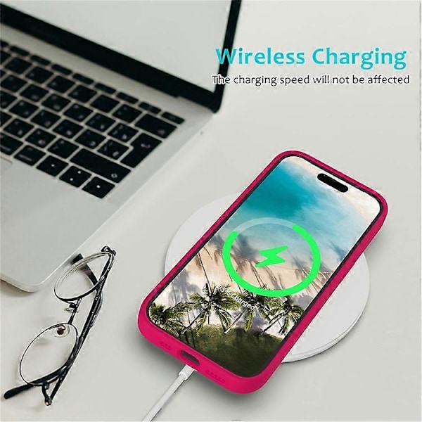 Kompatibelt Skal för iPhone 16, Flytande Silikon, Mjukt Foder, Stötsäkert Telefonskydd Pink
