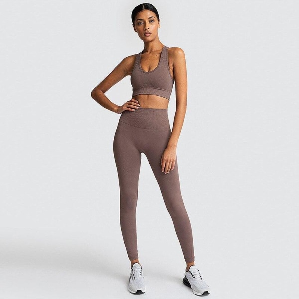 Joogasetti Treenileggingsit Urheilupuku Rintaliivit Fitness Kuntosali Juoksusetti Naisille FuchsiaSet S