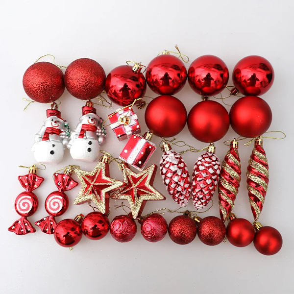 Julekuler Rød Polkagris Hengende Ornament Store Anheng Sett Julepynt Til Hjemmet 2024 Natal Navidad Nyttår Red-29pcs