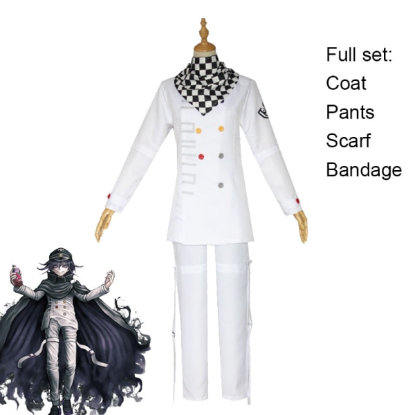 Anime Danganronpa V3 Kokichi Oma Cosplay Præsident Uniformer Tørklæde Paryk Kappe og Hat Halloween Karneval Fest Kostumer Hat XXL