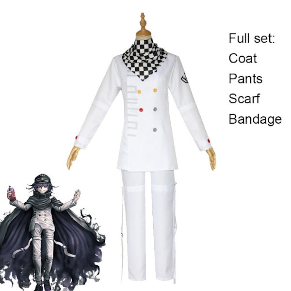 Anime Danganronpa V3 Kokichi Oma Cosplay President Uniformer Skjerf Parykk Kappe og Hatt Halloween Karneval Party Kostymer Cloak One size