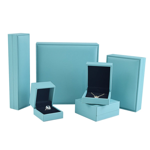4 st/ set Smycken Förvaringslåda Borstad PU Presentring Hänge Halsband Armband Hållare Case med 4 lådor Black 4 boxes