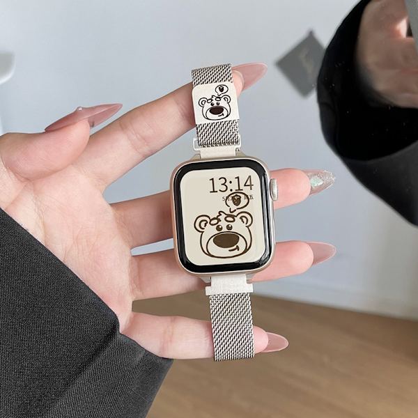 Klockarmband för Apple Watch iWatch för SE/4/5/6 44m Stjärnljusfärg Jordgubbsbjörn enkelrem