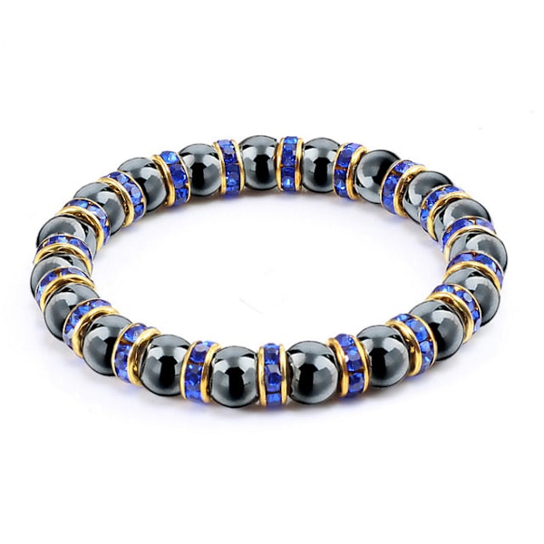 Naturlige hæmatitperlearmbånd til mænd Uden magnetisk sundhedsbeskyttelse Dame Smykker Charm Krystalsten Stretch Armbånd Bangle Blue Silver