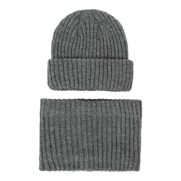 Strikket Lue Barnes 2023 Høst og Vinter Nytt Lueskjerfsett Stripet Strikket Ullue Light gray M size