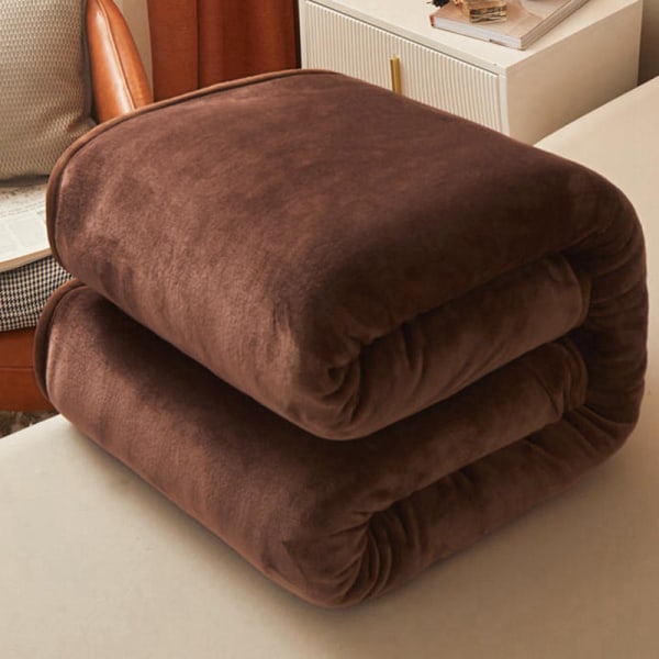 Macaron Ensfarvet Mælke Velvet Tæppe Sengetæppe Koral Velvet Tæppe Vinter Flannel Tæppe Betræk Tæppe Cameo Brown 100 * 120cm [weight 8 Liang]]