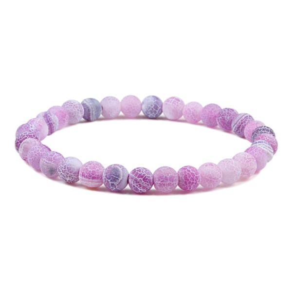 Charm Purple Agates Natural Weathered Gem Stone Bead Strand Women Stretch Armband Reiki Yoga smycken bästa vän present Pulseras 10mm Floral stone White