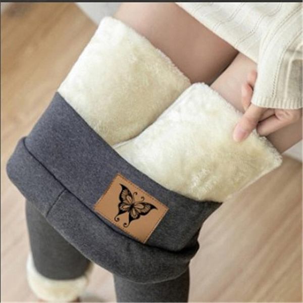 Talviset naisten leggingsit samettiset lämpimät housut korkeavyötäröiset leggingsit naisille yksiväriset leggingsit mukavat lämpimänä pitävät joustavat leggingsit Butterfly gray 4XL