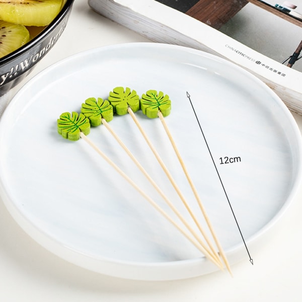 100 st 12 cm Engångs Party Bordsartiklar Frukt Dessertpinnar Bambuspettar Buffé Cupcake Dekoration Bröllopsmaterial A
