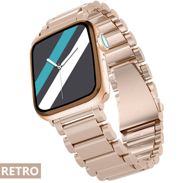 Armband för Apple Watch 6 5 4 3 2 1 42mm 38mm 40MM 44MM Metall Rostfritt Stål Klockarmband Armband Rem för iWatch Series Tillbehör Silver Rose Gold 38MM-40MM