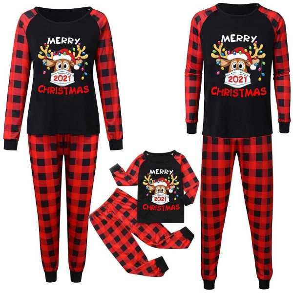 Julpyjamas Matchande familjepyjamas Kupokasi Outfits Pläd Far Mamma Barn Sovkläder Mamma Xmas Pj's Kläder Toppar+byxor ST-A Dad  M