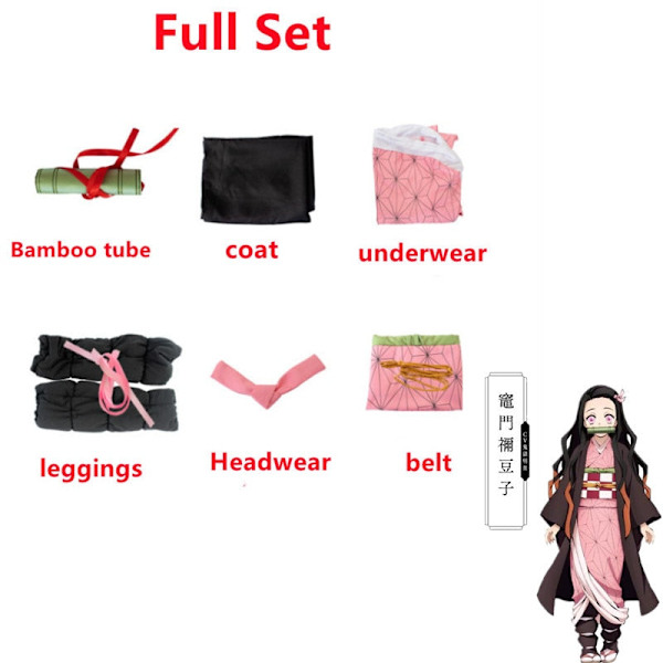 Aikuisten Lasten Anime Demon Slayer Kimetsu no Yaiba Kamado Nezuko Kimono Cosplay Puku Vaatteet A2 L