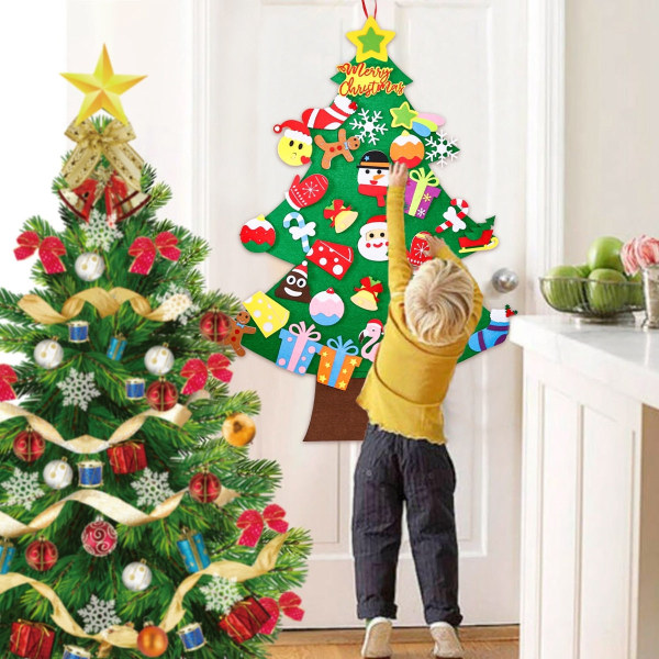 DIY Filt Juletre God Jul Dekorasjon til Hjemmet Navidad Nyttårsgaver 2023 Julepynt Julenissen Juletre 11