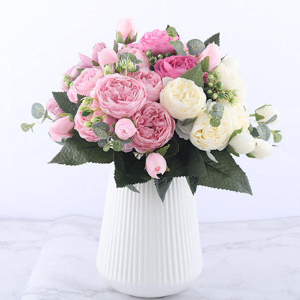 30 cm Rose Pink Silke Pæon Kunstige Blomster til Hjem Bryllupsdekoration indendørs Pink Red