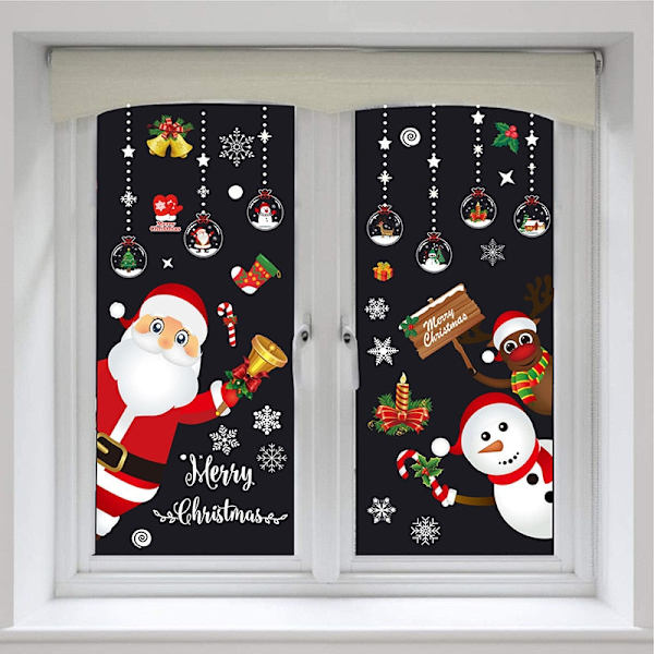 Jul Snögubbe Älg Snöflinga Elektrostatiska Dekaler Tomte Glasfönsterdekaler 2023 God Jul Dekor För Hemmet Red