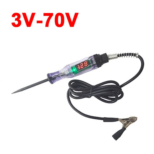 Bil Lastbil Spændingskredsløbstester Digital Display Lang Sonde Pen Lyspære Automobil Diagnostiske Værktøjer Autoreparation A  3V-70V