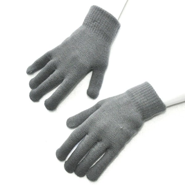 1 Par Stickade Ullhandskar för Par Vinter Enfärgad Hel Finger Vantar Handvärmare Herr Dam Handskar Tjockare Cykelhandskar White One Size