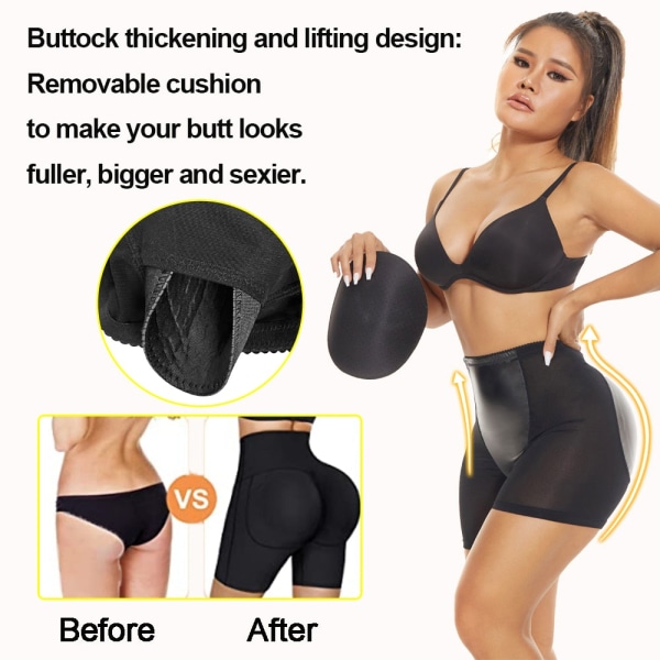 Shapewear Butt Lifter Trosor för kvinnor Sexiga Push Up Trosor Hip Hip Pads Shaper Trosor Black SF9332 S