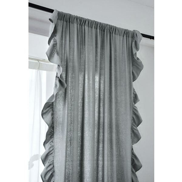Volang Gardin Halv Ljusinsläpp Sovrum Vardagsrum Burspråk Krok Gardin Lotus Edge curtain rod 150 width * 220CM height