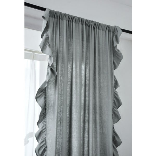 Volang Gardin Halv Ljusinsläpp Sovrum Vardagsrum Burspråk Krok Gardin Lotus Edge hook curtain 150 width * 240CM height