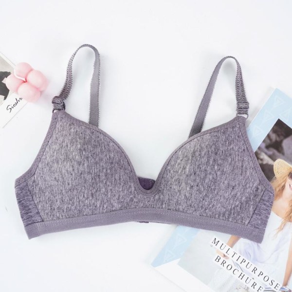 Push Up BH Gathering Bralette Underkläder Sovtröjor Bomull Inga fälgar BH Sexig Tunn Seamless Intimates Mjuka Dam Bralette Toppar Grey 38/85