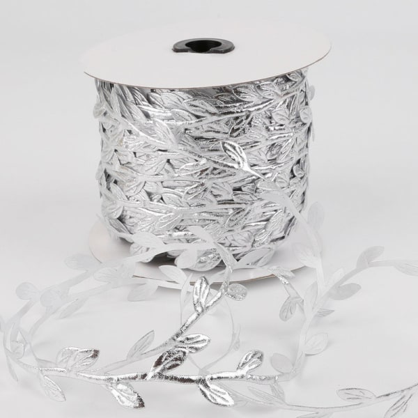 10 meter silke bladformet kunstig blomst grønne blader for hjem bryllupsdekorasjon DIY krans scrapbooking håndverk falsk blomst Silver