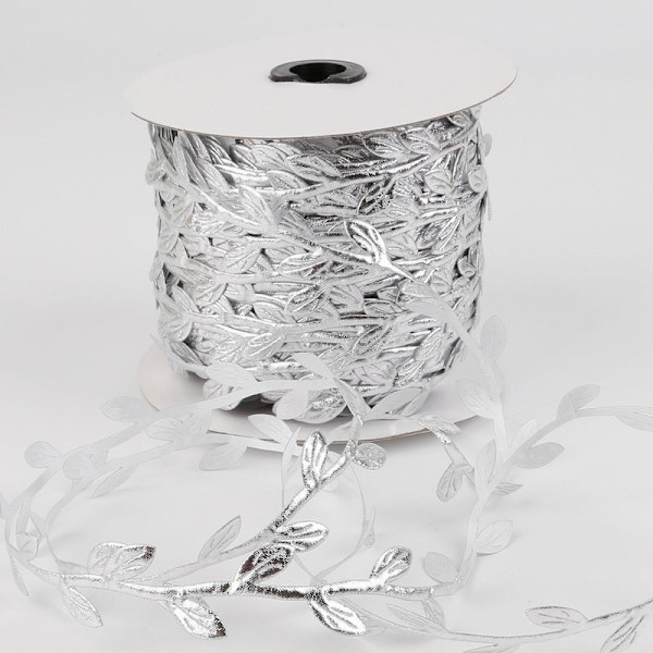 10 Meter Silkesbladformade Konstgjorda Blommor Gröna Blad För Hem Bröllopsdekoration DIY Krans Scrapbooking Hantverk Falsk Blomma Silver