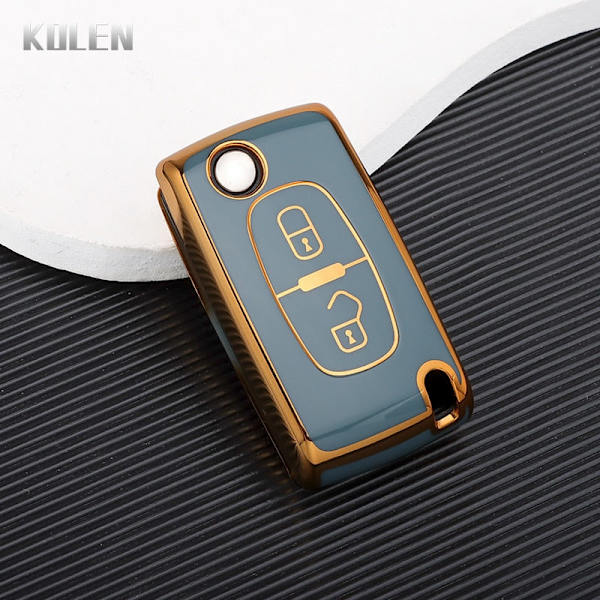 TPU Bil Fjernbetjening Nøgle Etui Cover Skal Til Peugeot 107 207 307 308 407 607 3008 5008 Til Citroen Xsara Picasso C5 C6 C8 Nøglefri 2 Button Red