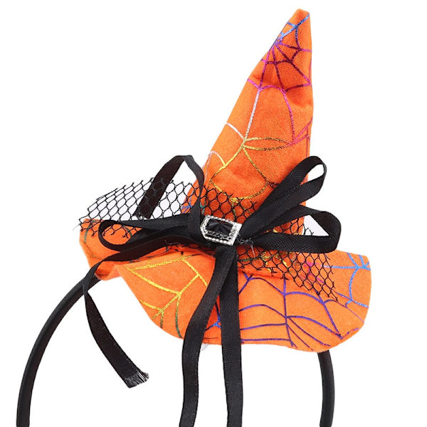 Halloween Kurpitsapanta Oranssi Noidan Cosplay Päähine Halloween Juhlatarvikkeet Hiustarvikkeet Hattu Colorful cobweb