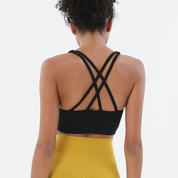 Yoga Sport-BH för Kvinnor Nylon Topp Andningsbara Underkläder White M