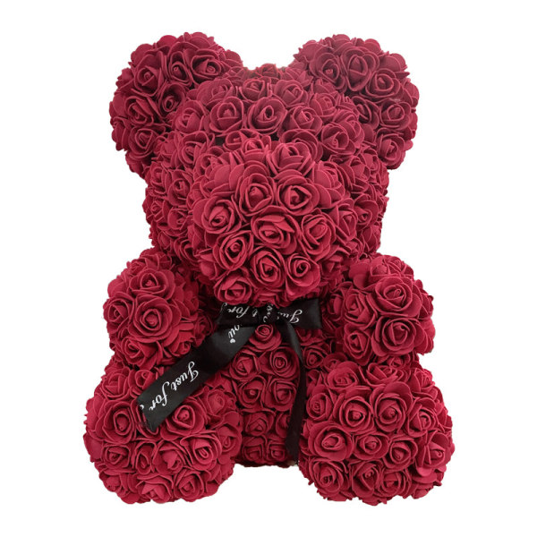 40cm Rose Bear Heart Konstgjord Blomster Rose Nalle För Kvinnor Alla hjärtans bröllop Födelsedag Julklapp Wine red 25CM