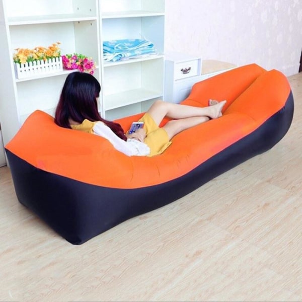 Lazy Lay Bag Högkvalitativ snabb uppblåsbar Lazy Sofa Lounger Air Sofa Unicorn Bean Bag Stol Outdoor Beach Lounger Navy blue M