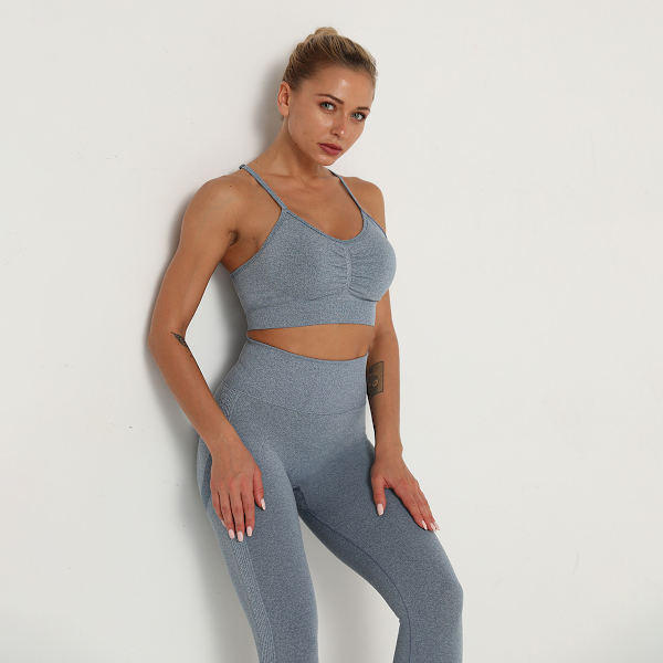 Yoga Klær Fukttransporterende Topp Cropped Sports Tight Sexy Løpe-BH for Kvinner 6205 bra-Army Green L