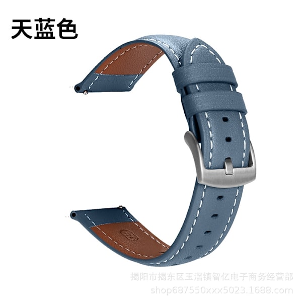 Urrem til Apple Watch iWatch til Huawei/Samsung interface 20mm V3 ultrafin lyseblå*sølv spænde