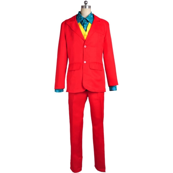 Movie Joker Cosplay Dress Komplett Sett Antrekk Herre Halloween Kostymer The Joker Uniform Rød Dress Halloween Menn Kvinner Antrekk+Maske only costume Women-S