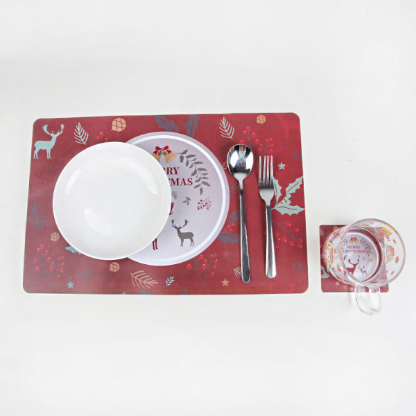 Juldekoration Kreativ Jul PVC Tryck Bordsmatta Koppmatta Varje 6-pack 12 st Christmas snowflake