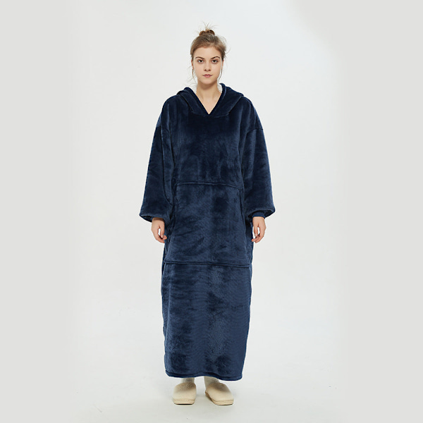 Hætte Lazy Blanket Pullover Dobbeltlags Blanket Sweater til Kvinder Kuldebeskyttelse i Efterår og Vinter Termisk Pyjamas Leopard print-Long