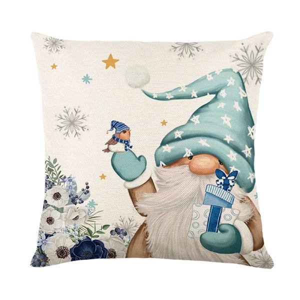 Merry Christmas Kuddfodral 45x45cm Prydnadskudde Vinter Juldekorationer för Hem Träd Hjort Soffa Kuddfodral 27