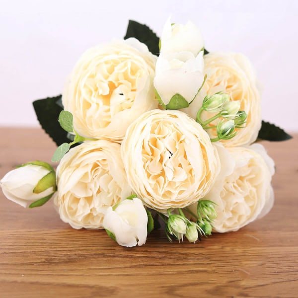 30cm Rosarosa Silkebukett Pion Konstgjorda Blommor 5 Stora Huvuden 4 Små Knoppar Brud Bröllop Heminredning Falska Blommor Faux pink rose