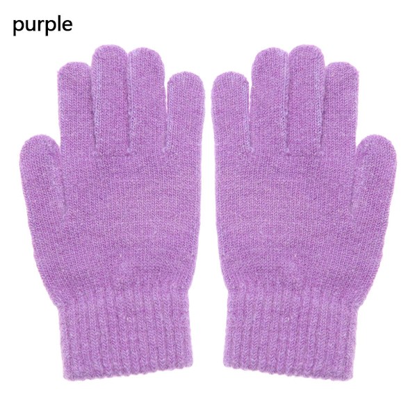 2023 Elastiska Fullfingerhandskar Varma Tjocka Cykelkörningsmode Dam Herr Vinter Varma Stickade Yllehandskar Utomhus Purple One Size