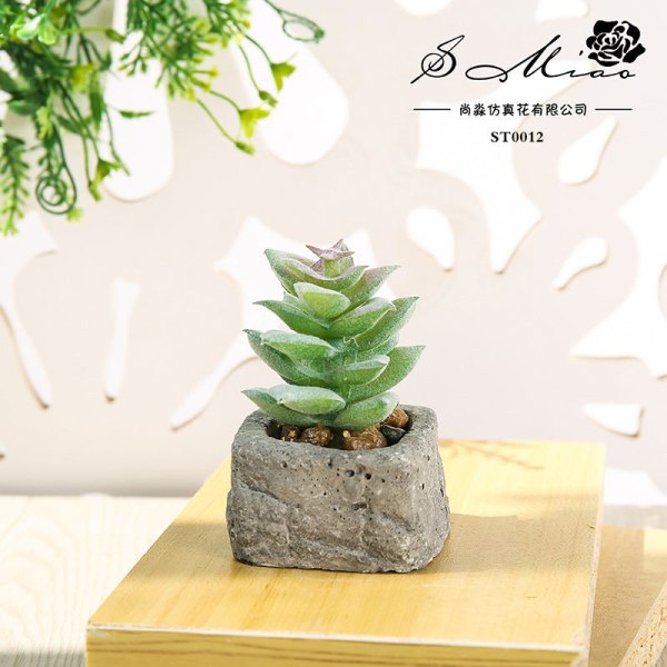 Pieni kiviruukku keinotekoinen mehikasvi ruukkukasvi (ruukku sisältyy) muoti kodin sisustus simulaatio kasvi keinotekoiset kukat Small high-rise Lotus flocking Green