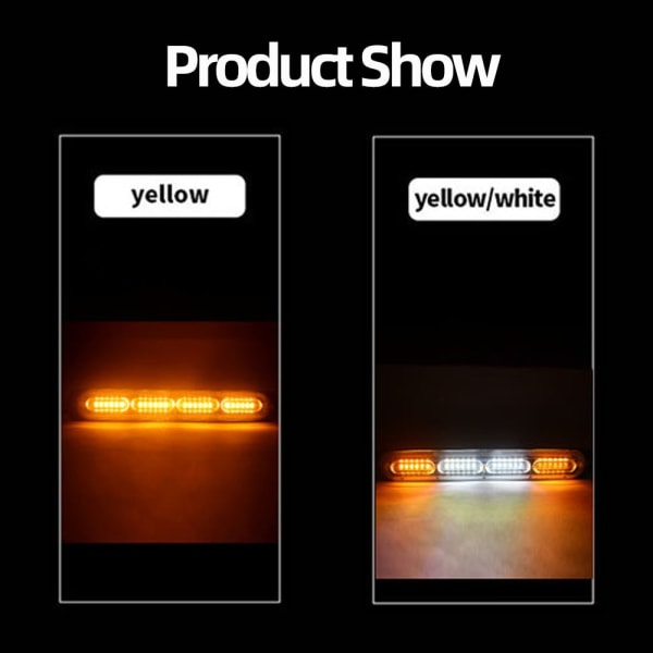 1 stk 24smd LED Strobelys Bil Nødvarsellys 12V 24V Tilhenger Lastebil Strobos Auto Diode Gul Hvit Blinkende Lampe Yellow