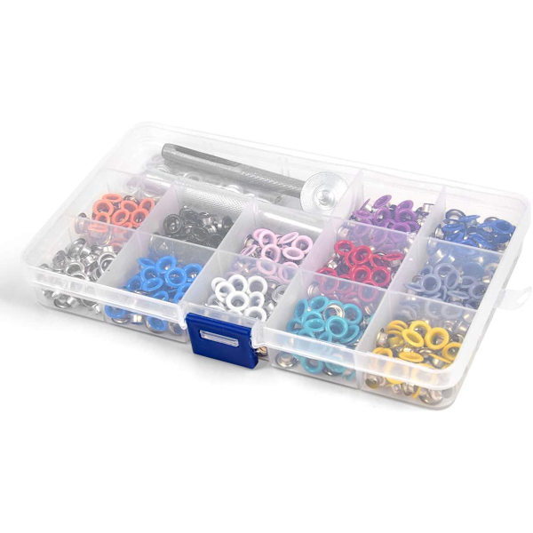 540 Sarjaa 5mm Metallinen Purjerenkaan Niitti Aluslevyllä Nahkatyö Korjaus Purjerenkaat Pyöreät Silmukat Vaatteille Kengille Laukulle Nahkatöille DIY 300pcs 10 colors