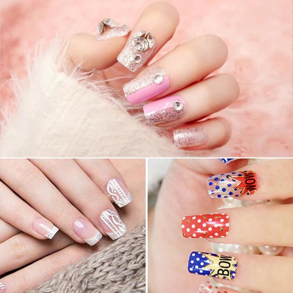 Cover falska naglar tips, 500 st Akryl falska nagel manikyr set, fransk stil konstgjorda naglar med design för nail art Clear clippers