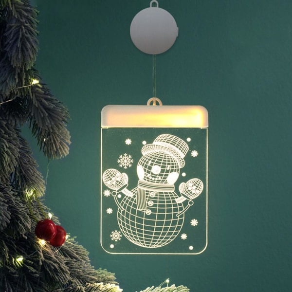 Julelys 3D Hengende Lys Romdekorasjon Modellering Soverom Julevindu Dekor Snømann Snøfnugg Rektangel Default Title