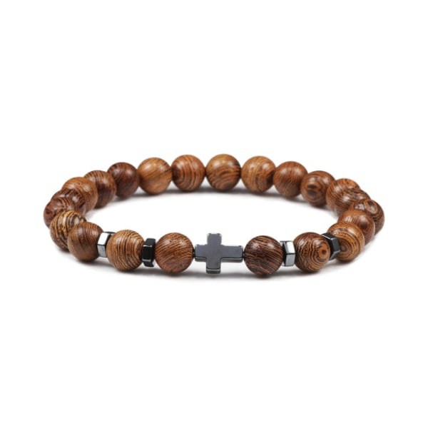 Herr Naturlig Lavasten Pärlarmband Hematit Kors Rosenkrans Meditation Bön Jesus Armband Dam Yoga Smycken Tiger Eyes