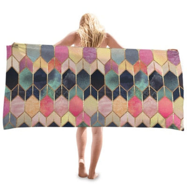 Kreativ Geometriskt Tryckt Strandhandduk Utomhus Snabbtorkande Simning Surfing Sporthanddukar Yogamatta Strandstolsfilt 80*160cm 10 80x160m