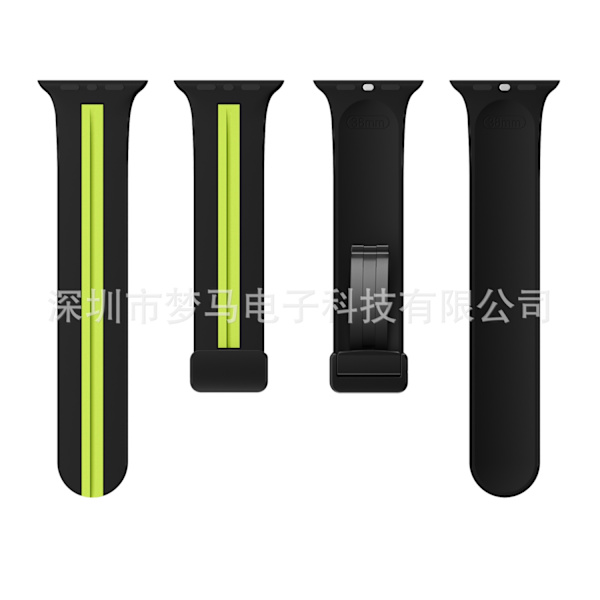 Klockarmband för Apple Watch iWatch Svart fluorescerande grön 38/40/41mm svart spänne