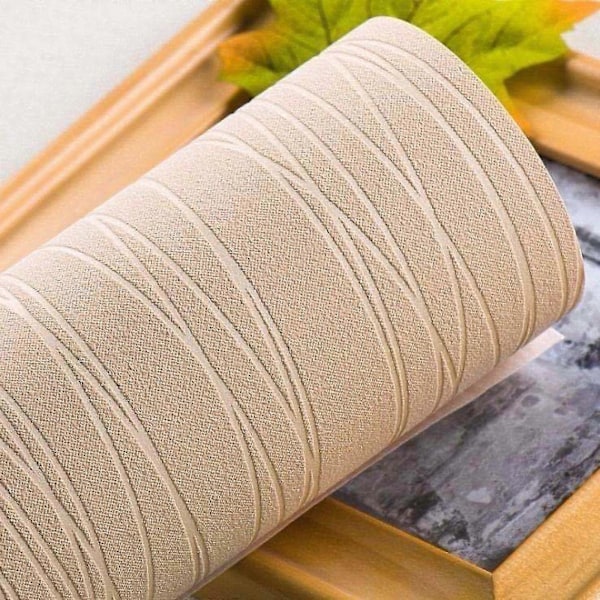 Moderne Enkel Ikke-vevd 3d Tapetrull Glitter Metallisk Stripe Tekstur Himmelsblå Flokk Stripe Tapet For Soverom Stue Beige 4D b Beige 4D b