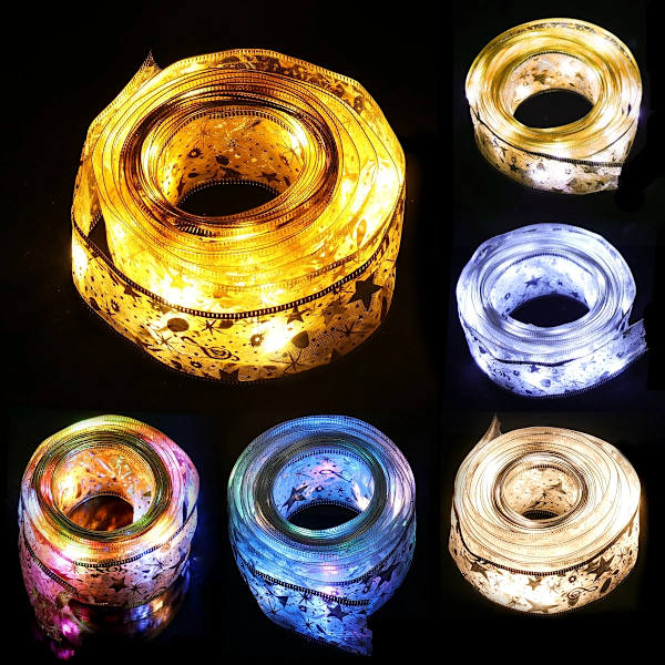 Julband Ljusslinga God Jul Dekorationer För Hemmet 2023 Julgransprydnad Xmas Navidad Gåvor Nyår 2024 Silver warm light 1M 10LED